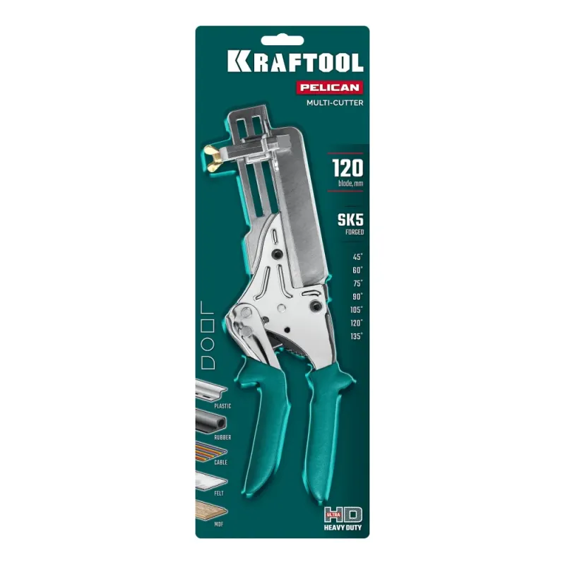 KRAFTOOL PELIKAN 120 до 120 мм, Удлиненные угловые ножницы для пластмассовых и резиновых профилей (23370)