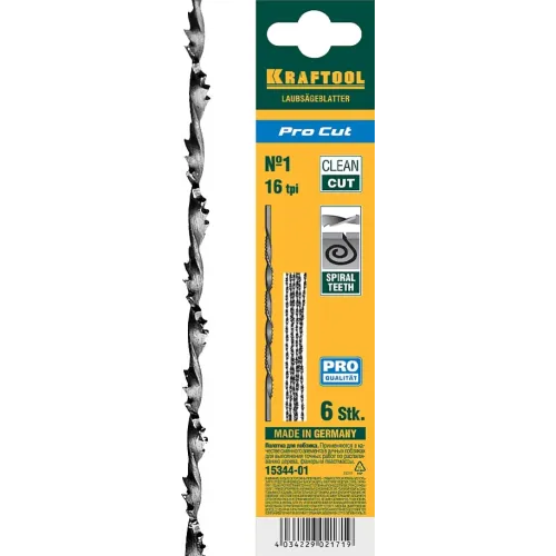 KRAFTOOL Pro Cut, 130 мм, 6 шт, спиральные полотна для лобзика (15344-01)