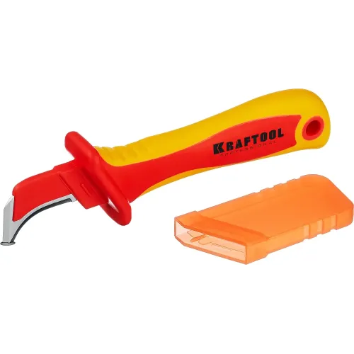 KRAFTOOL KN-7, 1000 В, изогнутый, диэлектрический нож электрика (45400)