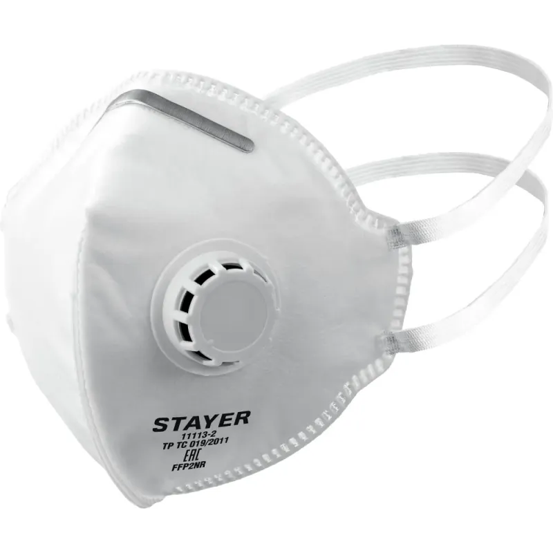 STAYER FV-95, класс защиты FFP2, плоская, фильтрующая полумаска с клапаном выдоха (11113-2)