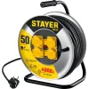 STAYER PRO-325, КГ, 3 х 2.5 мм2, 50 м, 4000 Вт, IP44, силовой удлинитель на стальной катушке (55076-50)