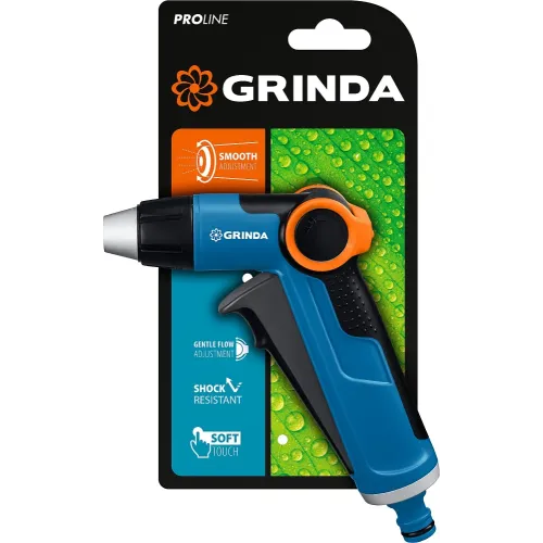 GRINDA X-R, с регулятором напора, плавная регулировка, курок спереди, двухкомпонентный, поливочный пистолет, PROLine (8-427113)