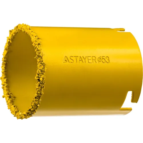 STAYER 53 мм, L 55 мм, карбид вольфрама, кольцевая коронка, Professional (33345-53)