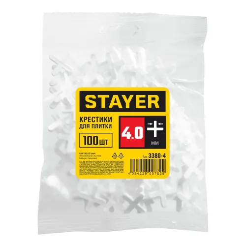 STAYER 4 мм, 100 шт, крестики для плитки (3380-4)