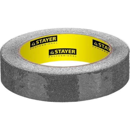 STAYER 25 мм, 5 м, черная, противоскользящая клейкая лента, Professional (12270-25-05)