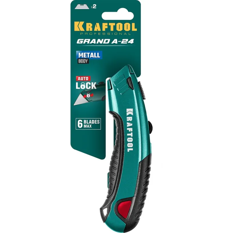 KRAFTOOL с автостопом, 2 лезвия, универсальный нож (09241)