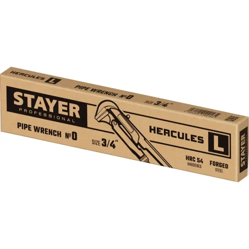 STAYER Hercules-L, №0, 3/4″,280 мм, трубный ключ с прямыми губками (27331-0)