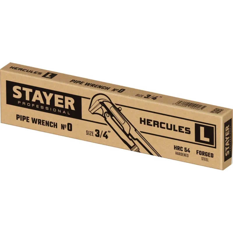 STAYER Hercules-L, №0, 3/4″,280 мм, трубный ключ с прямыми губками (27331-0)