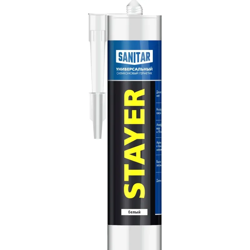 STAYER 260 мл, белый, силиконовый, санитарный герметик (41215-0)