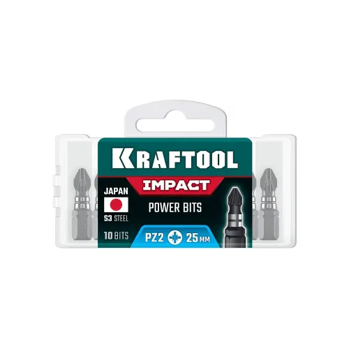 KRAFTOOL Impact PZ 2, 25 мм, 10 шт, ударные биты (26193-2-25-S10)