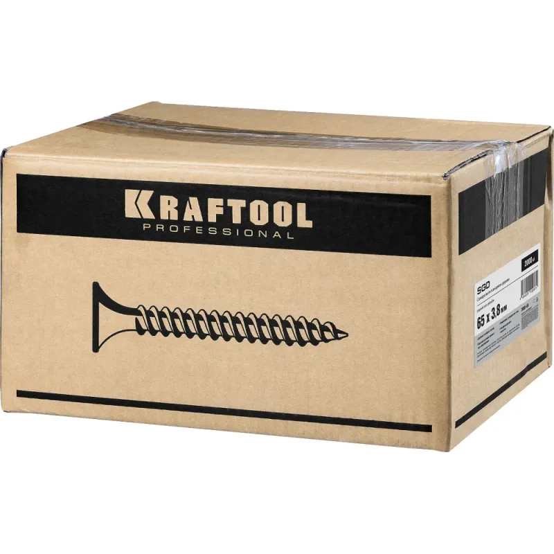 KRAFTOOL СГД, 65 х 3.8 мм, фосфатированное покрытие, 2000 шт (7,32 кг.), саморез гипсокартон-дерево (3005-65)
