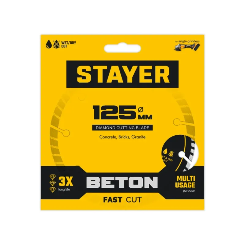 STAYER BETON 125 мм (22.2 х 7 х 2.0 мм), сегментный алмазный диск (3660-125)