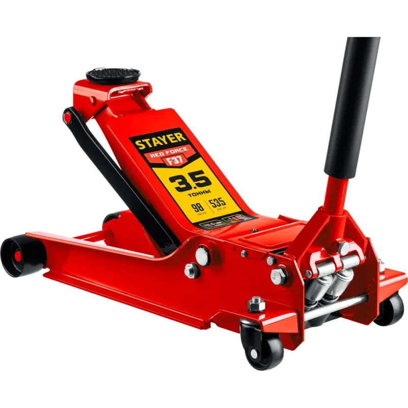 STAYER F-37 RED FORCE, 3.5 т, 98 - 535 мм, универсальный подкатной домкрат для СТО, Professional (43158-3.5)