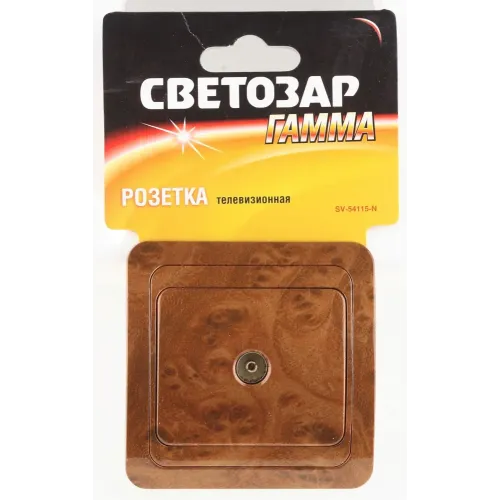 СВЕТОЗАР Гамма, телевизионная, цвет орех, электрическая розетка (SV-54115-N)