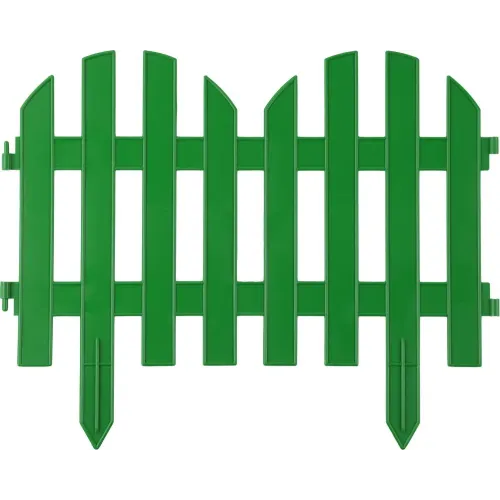 GRINDA Палисадник, 28 х 300 см, зеленый, 7 секций, декоративный забор (422205-G)