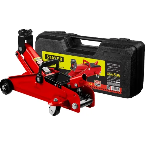 STAYER R-22 RED FORCE, в кейсе, 2 т, 125 - 320 мм, подкатной домкрат для легковых а/м, Professional (43152-2-K)