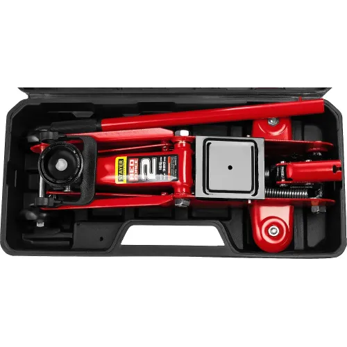 STAYER R-22 RED FORCE, в кейсе, 2 т, 125 - 320 мм, подкатной домкрат для легковых а/м, Professional (43152-2-K)