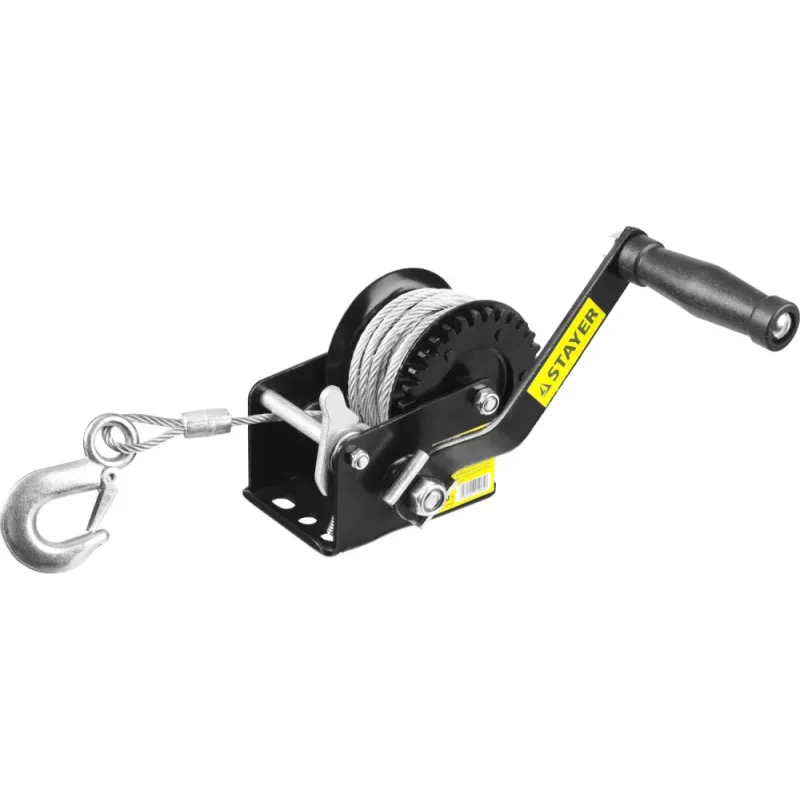 STAYER MAXPull, 0.5 т, 8 м, ручная барабанная тросовая лебедка (43112-0.5)