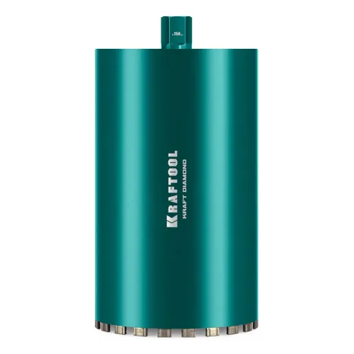 KRAFTOOL DIAMOND 250 мм (450 мм, 1 1/4″, лазерная сварка, сухое сверление с микроударом), алмазная коронка по железобетону (29825-250)