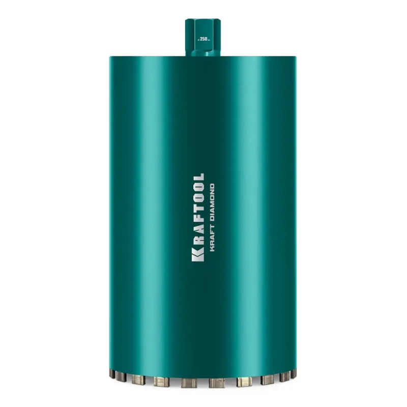 KRAFTOOL DIAMOND 250 мм (450 мм, 1 1/4″, лазерная сварка, сухое сверление с микроударом), алмазная коронка по железобетону (29825-250)