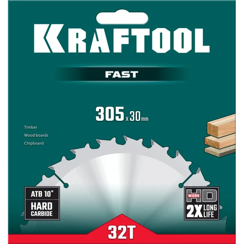 KRAFTOOL Fast, 305 х 30 мм, 32Т, пильный диск по дереву (36950-305-30)