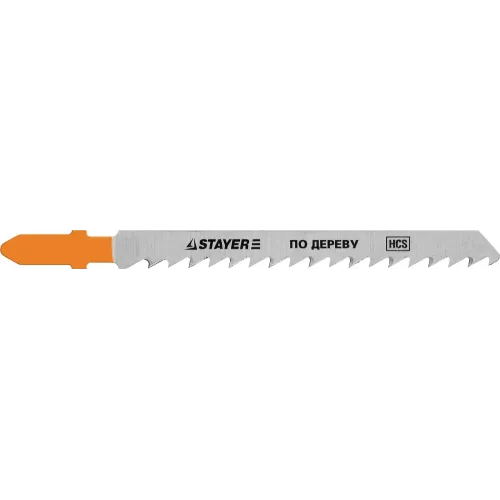 STAYER T101D, T-хвост., HCS сталь, по дереву/ДСП/ДВП, шаг зуба 4 мм (6TPI), раб. длина 75 мм, 2 шт, полотна для лобзика, Professional (15990-4)