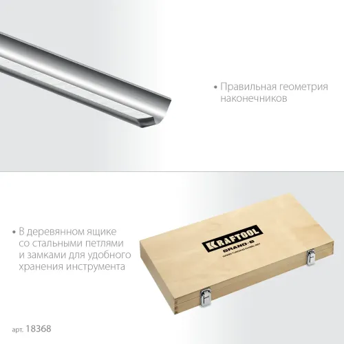 KRAFTOOL Grand-6 6 предм., набор токарных резцов по дереву (18368)
