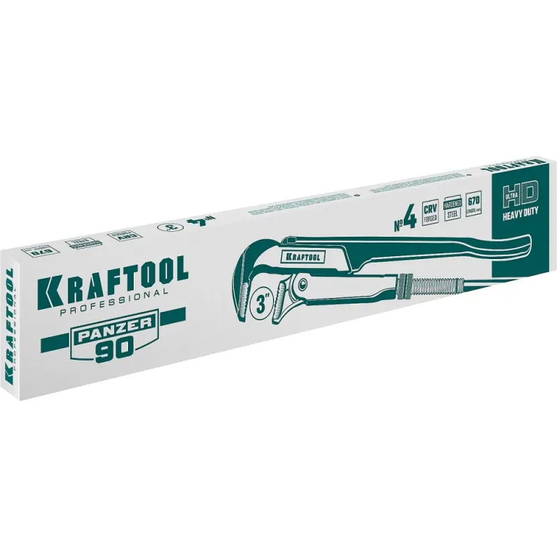 KRAFTOOL PANZER-90, №4, 3″, 670 мм, трубный ключ с прямыми губками (2734-30)