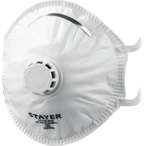 STAYER KV-99, класс защиты FFP3, коническая, фильтрующая полумаска с клапаном выдоха (11110-3)