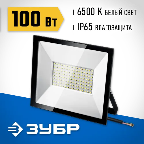 ЗУБР ПСК-100, 100 Вт, 6500 К, IP 65, светодиодный прожектор, Профессионал (57141-100)