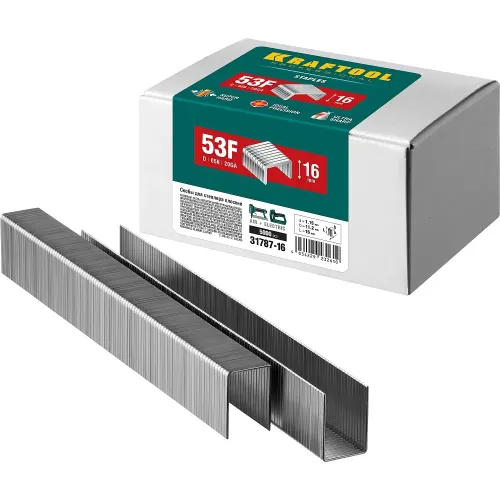 KRAFTOOL скобы тип 53F (D/056), 16 мм, калибр 23GA. 5000 шт (31787-16)