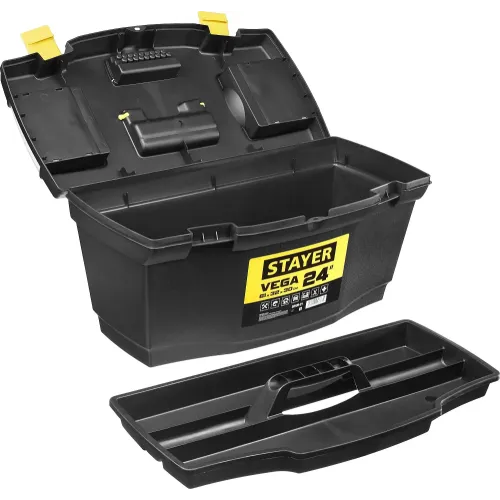 STAYER VEGA-24, 610 х 320 х 300 мм, (24″), пластиковый ящик для инструментов (38105-21)