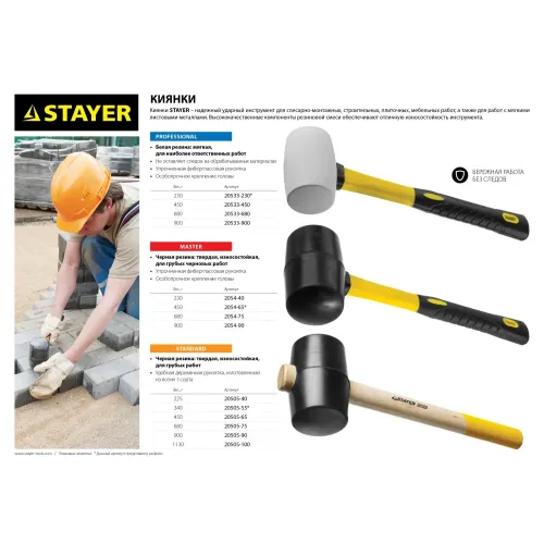 STAYER 680 г, белая, резиновая киянка, Professional (20533-680)