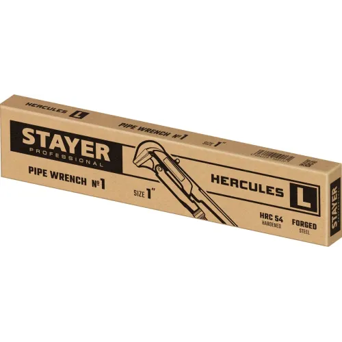 STAYER Hercules-L, №1, 1″, 330 мм, трубный ключ с прямыми губками (27331-1)