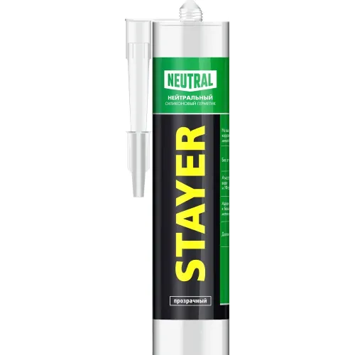 STAYER 260 мл, прозрачный, силиконовый, нейтральный герметик (41217-2)