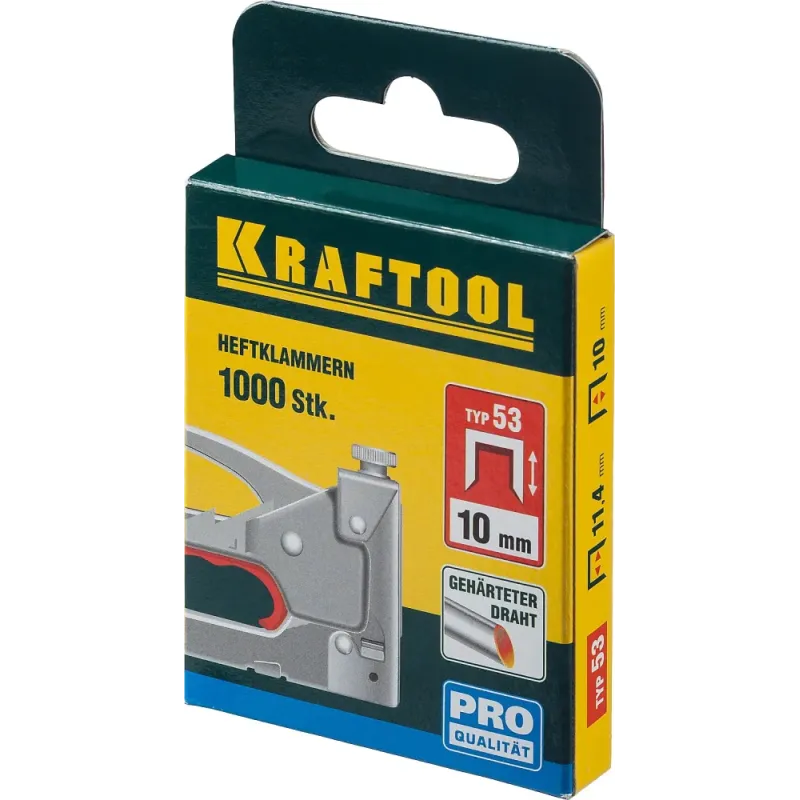 KRAFTOOL скобы тип 53 (A/10/JT21), 10 мм, калибр 23GA. 1000 шт (31670-10)