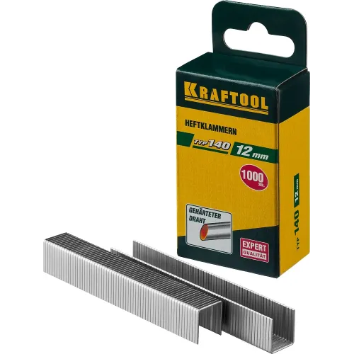 KRAFTOOL скобы тип 140 (G/11/57), 12 мм, калибр 20GA. 1000 шт (31680-12)