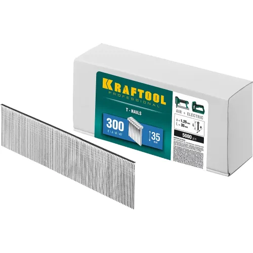KRAFTOOL гвозди тип 300 (47/J/ F), 35 мм, калибр 18GA. 5000 шт (31785-35)