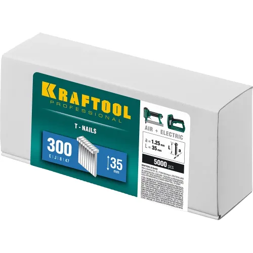 KRAFTOOL гвозди тип 300 (47/J/ F), 35 мм, калибр 18GA. 5000 шт (31785-35)