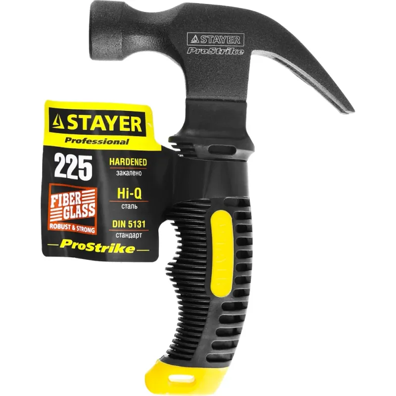 STAYER Compact, 225 г, столярный укороченный молоток-гвоздодёр, Professional (2026-225)