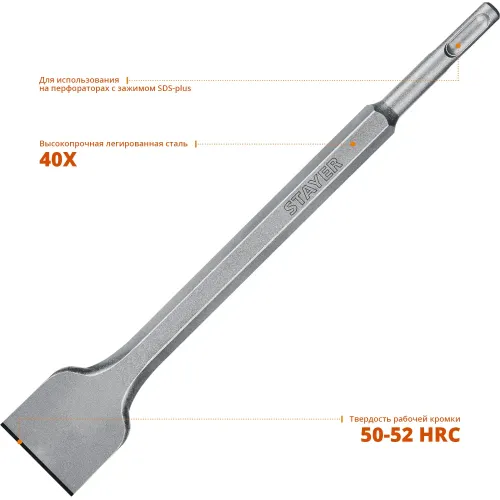 STAYER Gorilla Force, 40 х 250 мм, SDS-Plus, плоское зубило, Professional (29353-40-250)