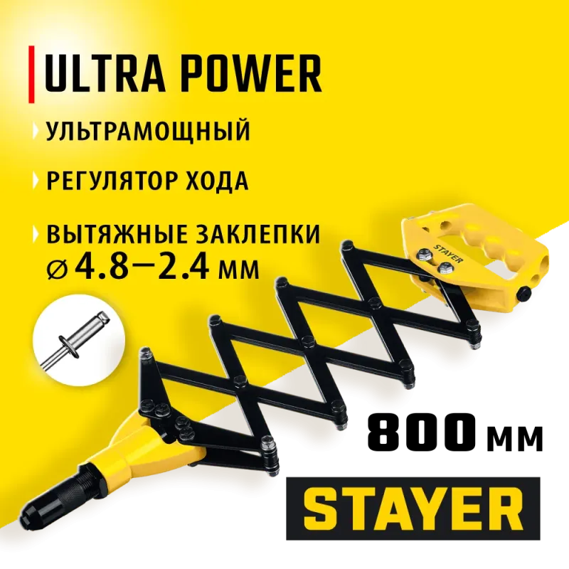 STAYER PRO-FIX, 3.2 - 6.4 мм, рычажно-складной заклепочник, Professional (3115)