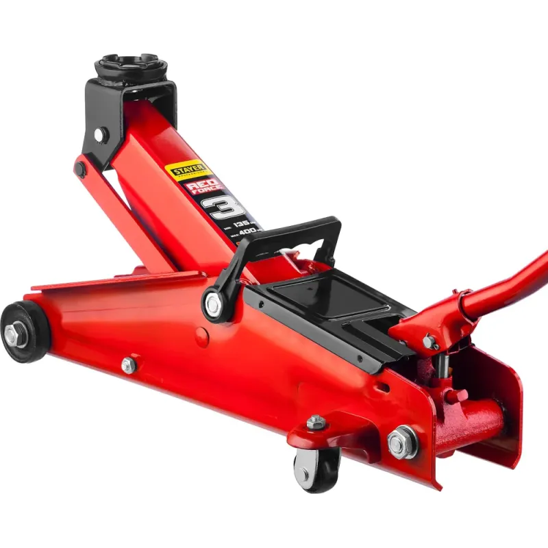 STAYER R-33 RED FORCE, 3 т, 135 - 400 мм, подкатной домкрат с увеличенным подъемом, Professional (43154-3)