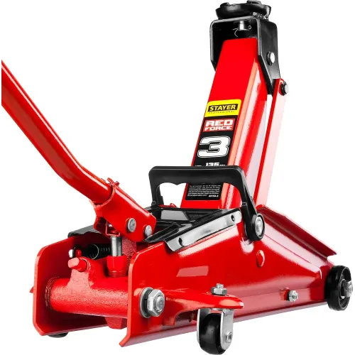 STAYER R-33 RED FORCE, 3 т, 135 - 400 мм, подкатной домкрат с увеличенным подъемом, Professional (43154-3)