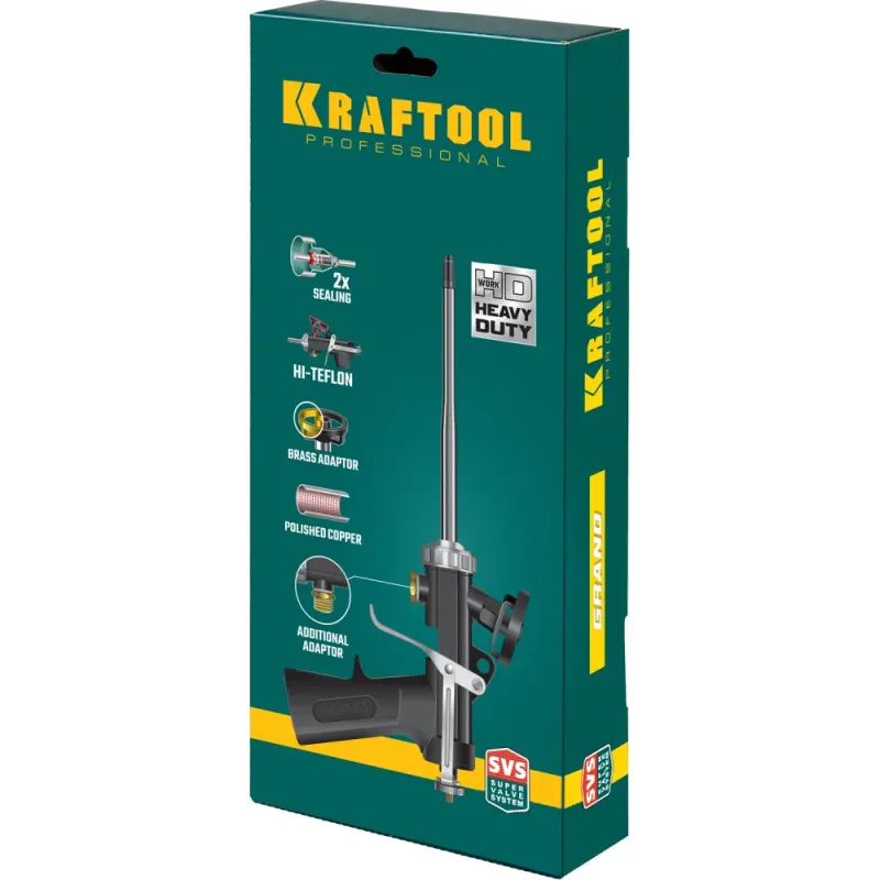 KRAFTOOL Grand, цельнометаллический пистолет для монтажной пены (06853)