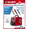 ЗУБР MIG & CUT 5-в-1, MIG / MAG, PLASMA CUT, FCAW, MMA, TIG, 220 А, полуавтомат сварочный, с газом / без газа, горелка ПСГ-220 (ПСГ-М9-220-Р)