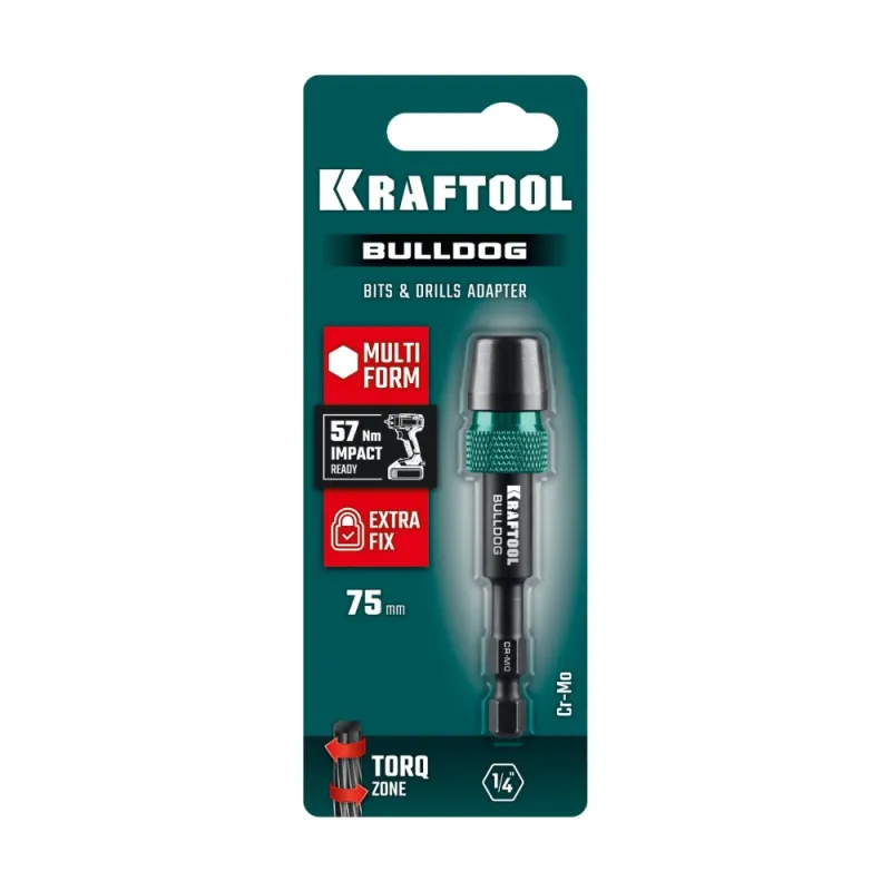 KRAFTOOL BULLDOG, 75 мм, адаптер с жесткой автоматической фиксацией для шуруповертов (26785-75)