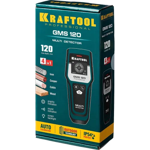 KRAFTOOL GMS-120, ЖК дисплей, универсальный детектор проводки (45298)
