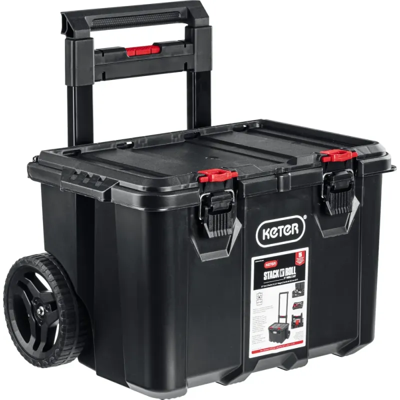 KETER STACKNROLL, 525 х 411 х 560 мм, (21″), пластиковый ящик-тележка на колесах (38397)