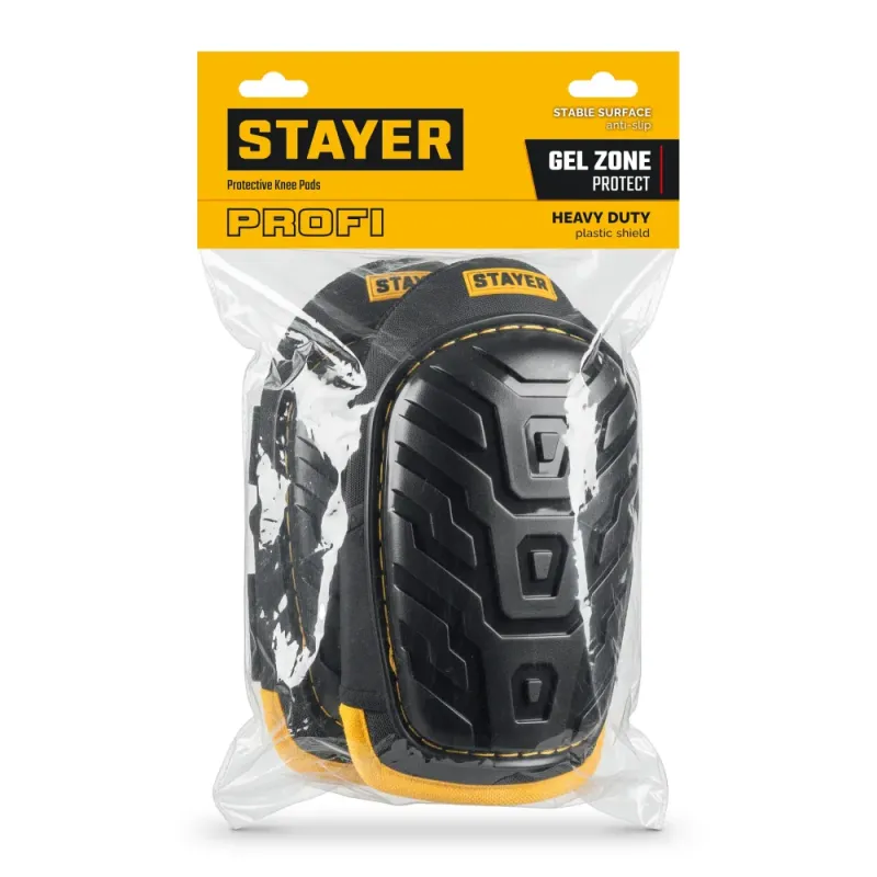 STAYER PROFI гелевая вставка, пластиковая накладка, противоскользящая поверхность, наколенники защитные (11198)